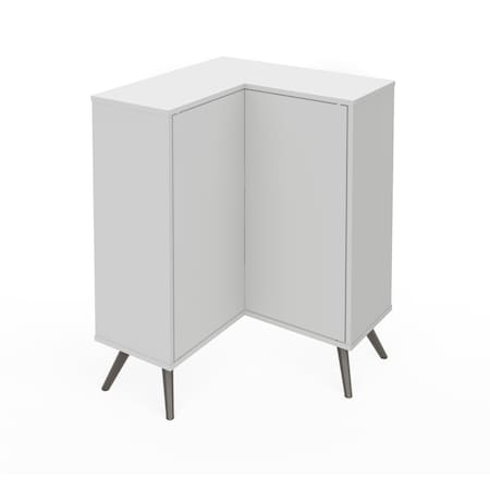 Bestar Krom 27W Corner Storage Cabinet with Metal Legs, White 17162-1117